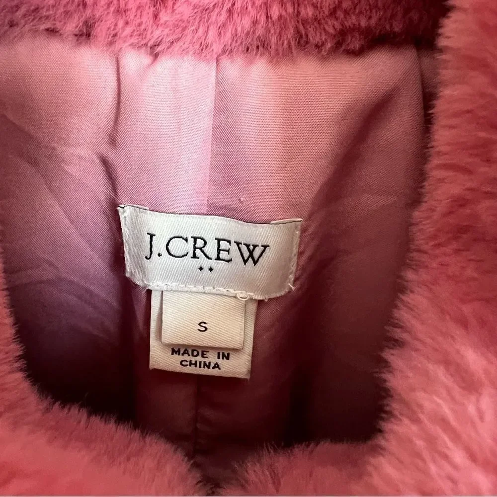 J. Crew Faux Fur Vest size Small Pink Soft Cozy Layering Feminine Statement